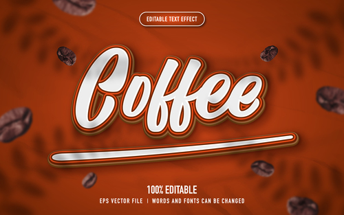 Coffee fully editable vector text effect