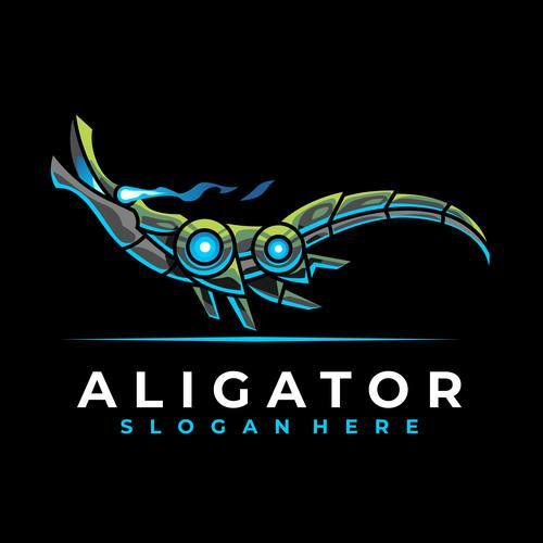 Colorful robot aligator logo design vector