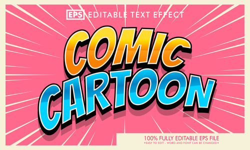 Comic cartoon vector text effect