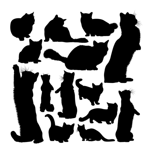 Cute cat silhouette vector