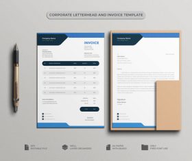 Dark letterhead and Invoice designs vector