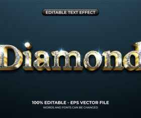 Diamond editable text effect vector