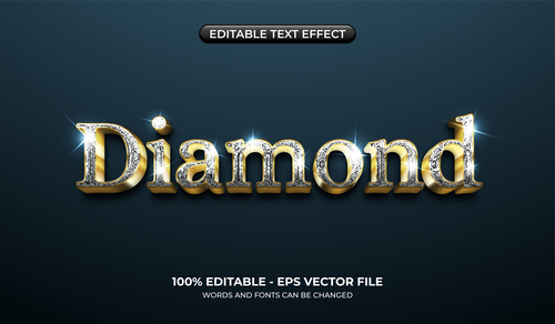 Diamond editable text effect vector