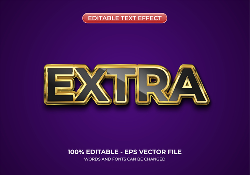 Extra editable text effect vector