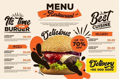 Fast food burger flyer design vector
