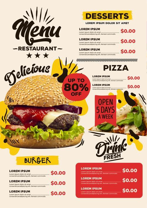 Fast food restaurant menu design vector