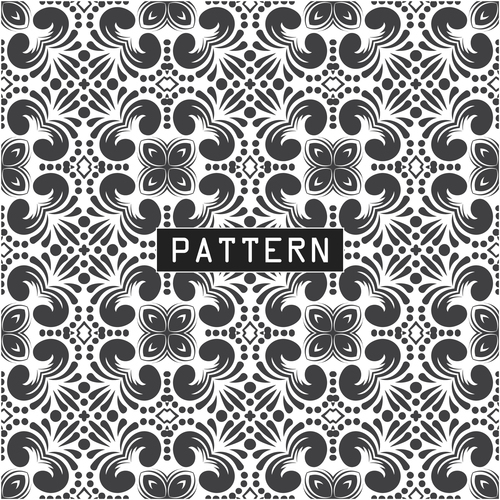 Flower black and white seamless design pattern vector