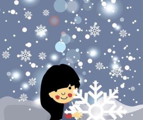 Girl and snowflake vector