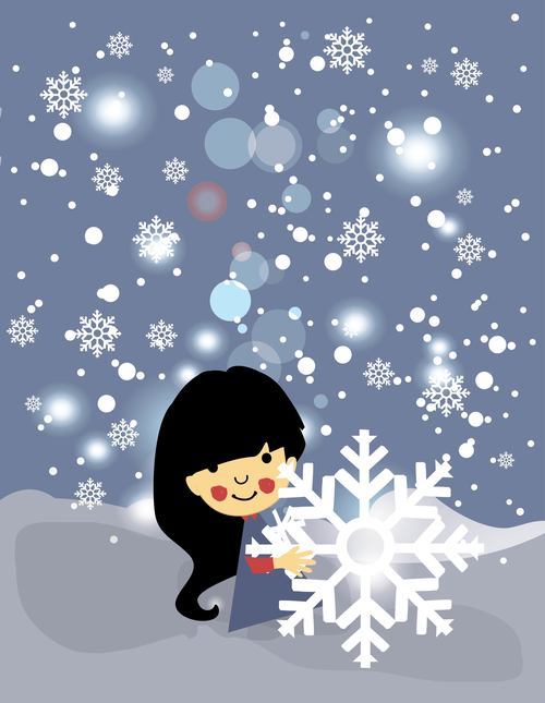 Girl and snowflake vector