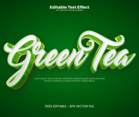 Green tea 3D vector text effect
