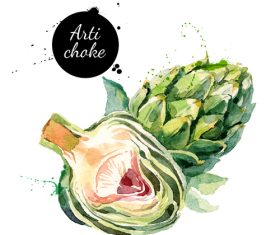 Green vegetables watercolor painting vector