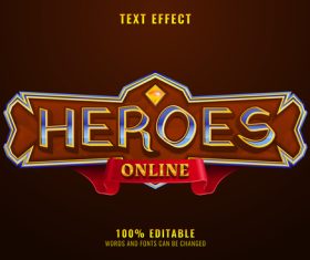 Heroes text style effect vector