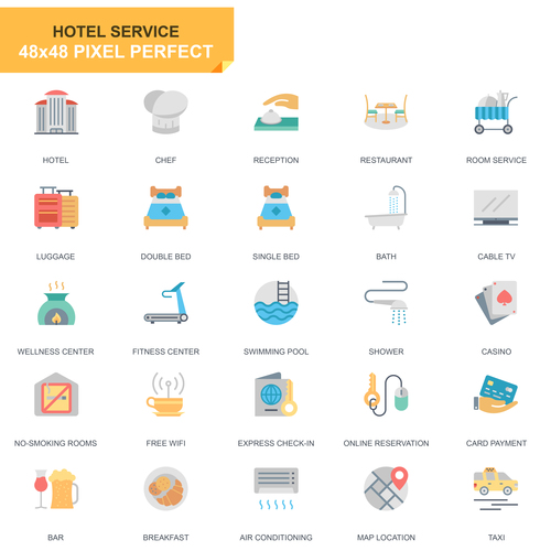 Hotel service pixel perfect icon vector