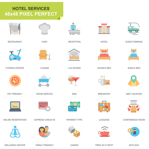 Hotel services pixel perfect icon vector