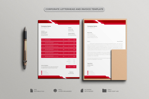 Letterhead and Invoice designs vector