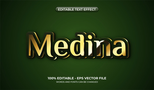 Medina editable text effect vector