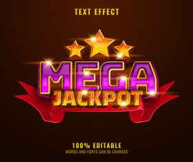 Mega jackpot text style effect vector