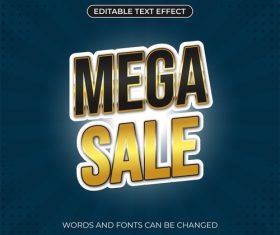 Mega sale editable text effect vector