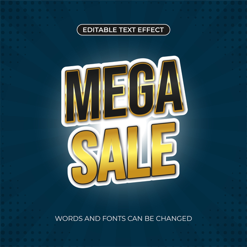 Mega sale editable text effect vector