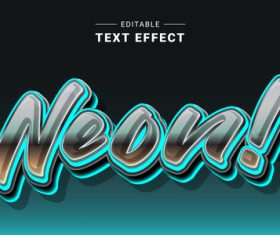 Neon 3d text style effect vector