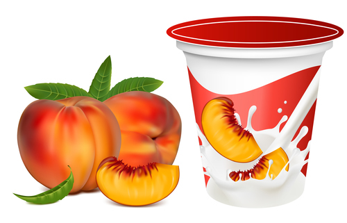 Peach yogurt vector illustration