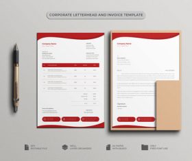 Red letterhead and Invoice designs vector
