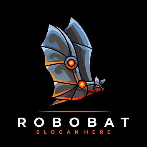 Robot bat logo design vector