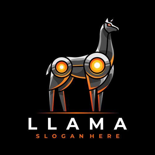 Robot llama logo design vector