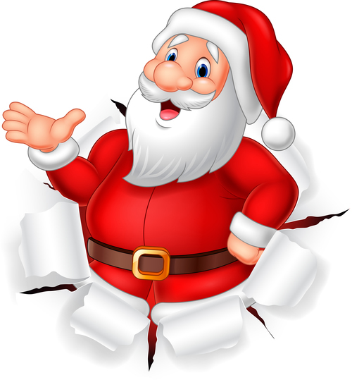 Santa Claus vector wearing ripped paper