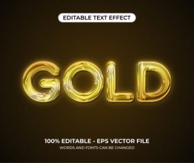 Shiny gilt editable text effect vector