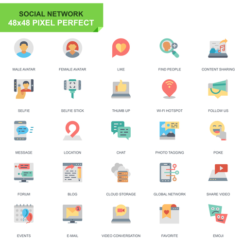Social network pixel perfect icon vector