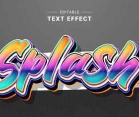 Splash 3d editable text style effect vector