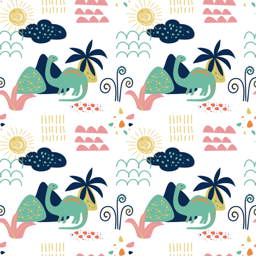 Summer dinosaur seamless pattern vector