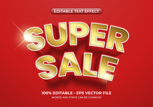 Super sale editable text effect vector