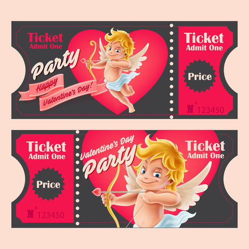 Valentine ticket admit banner vector