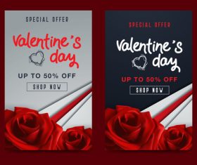 Valentines day half price sale banner vector