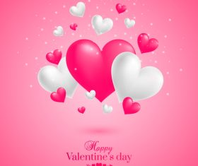 White and pink valentine card vector