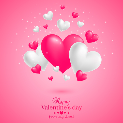 White and pink valentine card vector