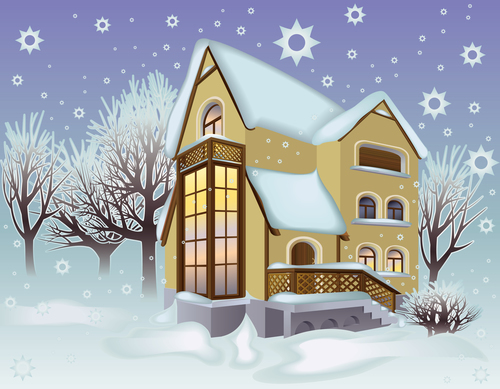 Winter house cartoon vector