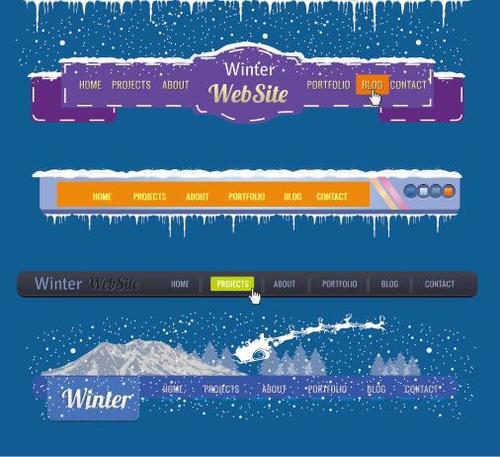 Winter website Interface design vector