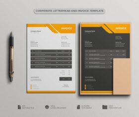 Yellow black letterhead and Invoice designs vector