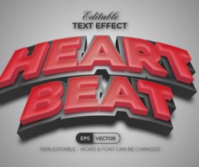3D Text Effect Style Text Effect Heart Beat vector