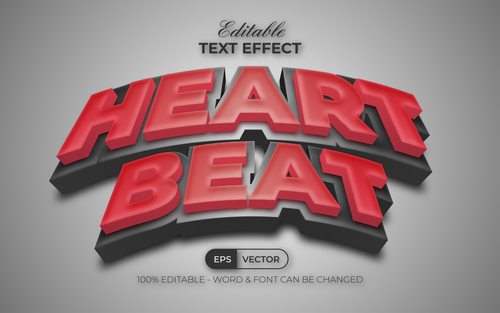 3D Text Effect Style Text Effect Heart Beat vector