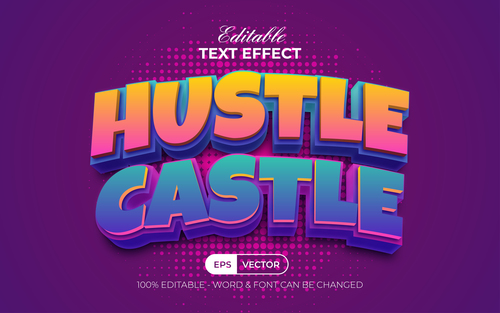 3D Text Effect Style Text Effect Hustle Castle vector