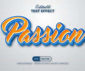 3D Text Effect Style Text Effect Passion vector