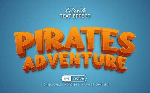3D Text Effect Style Text Effect Pirates Adventure vector