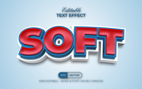 3D Text Effect Style Text Effect Soft vector