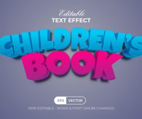 3D Text Effect Style Text Effect Children’s Book vector