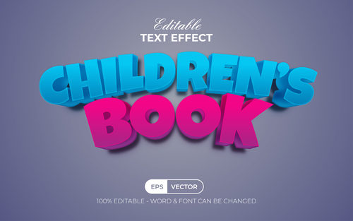3D Text Effect Style Text Effect Children's Book vector