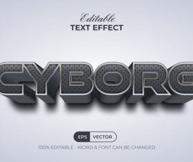 3D Text Effect Style Text Effect Cyborg vector